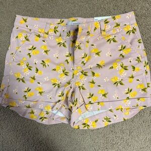 SO Pink and Yellow Floral Lemons Shorts